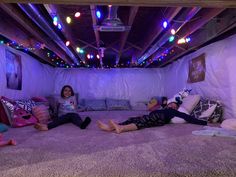 Attic Hangout Room, Cozy Chill Room, Crawl Space Ideas, Playhouse Transformation, Sleepover Bedroom, Shed Hangout Ideas, Attic Aesthetic, Chilling Room, Sesh Room