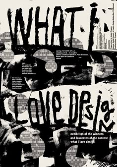 an advertisement for the love design project with black and white images on it, including words that spell out what i love