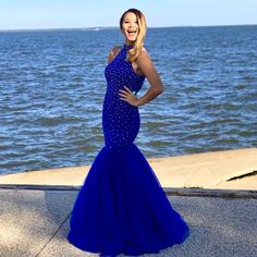 Mermaid Style Dress In Royal Blue High Neck With Rinestones Size Xs Dresses Mermaid Style, Mermaid Style Dress, Dresses Mermaid, Mermaid Style, Royal Blue Color, Mermaid Fashion, Mermaid Dresses, Style Dress, Royal Blue