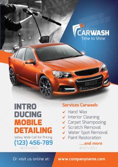 an orange car wash flyer template