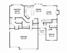 the floor plan for this house shows the garage and living room, as well as the bedroom