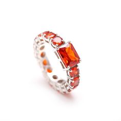 Sapphire Properties, Orange Sapphire Ring, Sapphire Eternity Band, Orange Ring, Engagement Ring For Women, Stacking Bands, Emotional Wellbeing, Orange Sapphire, Band Engagement Ring