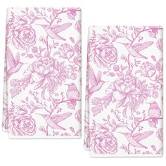 two napkins with pink flowers on them