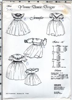 an old fashioned sewing pattern for a baby's dress