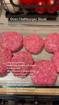 several hamburger patties in a glass container