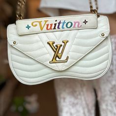 Sold Out Everywhere In White. Super Amazing Bag. Has Some Tiny Scuffs Which I Made Visible In The Photos. Removable Top Piece As Shown In Video. Inside Is A Bit Dirty But Nothing That Bad. New Wave Chain Bag, Bags Louis Vuitton, Chain Bag, Louis Vuitton Bags, Chain Bags, New Wave, Louis Vuitton Bag, Bag Lady, Louis Vuitton