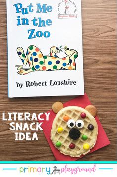 the book put me in the zoo by robert lopshire is next to a waffle