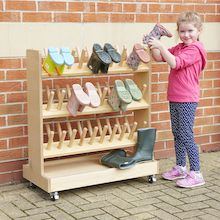 Outdoor Wooden Wellie Rack £9.99 Wellies Storage, Welly Rack, Wooden Trolley, Shoe Storage Small Space, Beautiful Pantry, Outdoor Shelves, Childrens Gardening