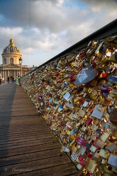 many padlocks are attached to the fence