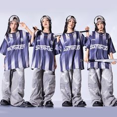 Children's grey striped street jazz dance performance costumes for girls gogo dancers Hip Hop Set Catwalk model show Performance outfits Catwalk Models, Performance Outfits, Dance Performance