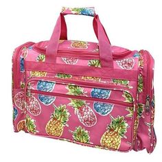 This grab-and-go bag gives you a structured shape and vibrant patterned exterior to fit your lifestyle and express your personality. It features a detachable and adjustable shoulder strap, two carry handles, two front zipper pockets, two side zipper pockets, a top zipper opening, and a rear strap that slides over a luggage handle. Color: Multicolor. Pink Duffle Bag With Zipper For Overnight Trips, Pink Duffle Bag With Zipper For Daily Use, Pink Duffle Bag With Zipper Closure For Daily Use, Pink Gym Bag With Zipper Closure For Sports, Pink Sports Duffle Bag With Zipper Closure, Kids Gym, Roller Rabbit, Go Bags, Travel Duffel