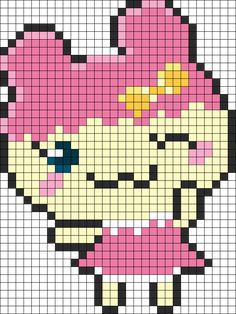 a cross stitch hello kitty with pink hair