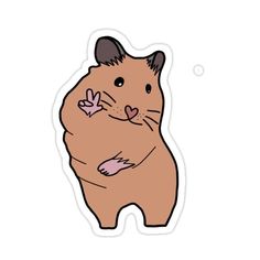 a sticker of a hamster with hearts on it's chest and tail