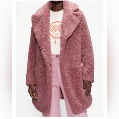 This Cocoon Coat Is Made From Super-Soft Teddy Bear-Style Faux Fur. Thick And Plush, It’ll Keep You Toasty Even With The Most Daring Of Outfits Underneath. Luxe Pink Satin Lining. Throw In A Retro-Style Wide Collar And Classic Chunky Button Fastenings, And You Have Your New Party-Season Staple. Colors Depicted Are True. Oversized Fit. Ted Baker Size 1 Pink Teddy Coat, Cheetah Print Coat, Ted Baker Jacket, Country Attire, Long Coat Jacket, Hooded Faux, Cocoon Coat, Boucle Jacket, Soft Teddy Bear