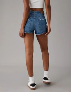 AE Strigid Ripped Denim Mom Short High Rise Mom Fit Bottoms With Frayed Hem, High Rise Jean Shorts With Belt Loops For Streetwear, Trendy Mom Fit Bottoms For Streetwear, High Rise Jean Shorts For Streetwear, High Rise Denim Bottoms For Elevated Casual, High Rise Denim Bottoms For Elevated Casual Occasions, High-rise Denim Bottoms For Elevated Casual, High Rise Dark Wash Jean Shorts With Belt Loops, High Rise Relaxed Fit Shorts For Streetwear