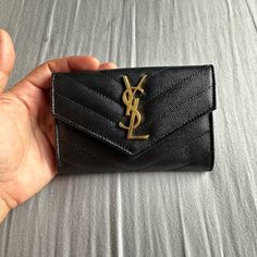 Preloved In An Excellent Condition, No Issues! Gold Hardware, Serial Number Ending 0123 Short Wallet, Yves Saint Laurent Bags, Gold Hardware, Yves Saint Laurent, Saint Laurent, Bag Lady, Wallet, Women Shopping, Gold