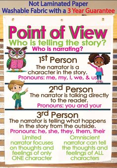 a poster with the words point of view and an image of two children standing in front of