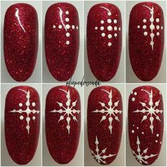 Ombre Christmas Nails, Diy Christmas Nail Art, Nailart Tutorial, Christmas Nails Diy, Christmas Tree Nails, Nail Art Tutorials, Snowflake Nail Art, Red Christmas Nails