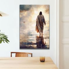 Jesus Art, Jesus Walking on Water Wall Art Jesus Walking On Water, Jesus Walking, Walking On Water, Christian Canvas, Water Wall, Water Walls, Christian Decor, Personalized Artwork, Jesus Art