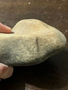 a person holding a rock in their hand