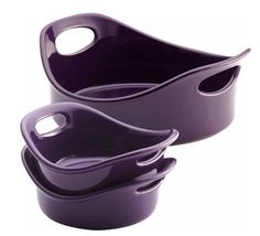 three purple pots and pans are on sale for $ 399 99 at costco