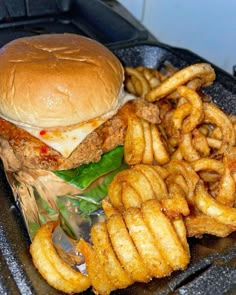 a sandwich and some onion rings on a plate