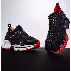 Worn Once Indoors Great Condition. Black On Black Spikes-Red Bottoms. Pristine With Dust Bag Included. Retails $1295+Tax. Size 39.5. No Returns! Sold Out Online And In Stores. Hard To Come Across This Size! Price Is Firm D/T Fees. First Pic Shows A Mixed Pair For Trending Purpose. Minimal Sense Of Use On Bottom Outer Sole Designer Black Party Sneakers, Black Leather Evening Sneakers, Evening Black Leather Sneakers, Luxury Black Sneakers With Spikes, Christian Louboutin Spike Heels, Black Leather Sneakers, Black On Black, Red Bottoms, Christian Louboutin Shoes