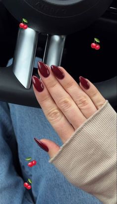 Wine Nails, Cherry Nails, Nagel Tips, Casual Nails, Makijaż Smokey Eye, Red Nail