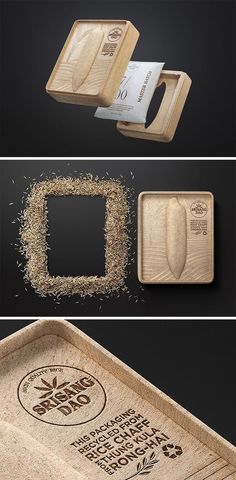 the packaging design is made from wood and has been designed to look like something out of a box