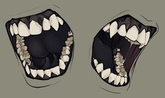 an open mouth with teeth and fangs