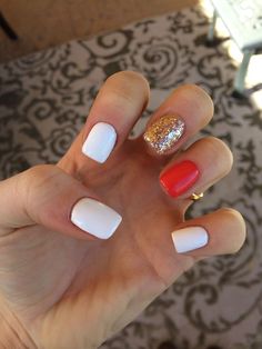 White And Gold Manicure, Nail Ideas Winter, Gold Manicure, Nails White, Fire Nails, Pretty Acrylic Nails