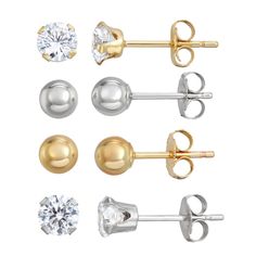 Create a look you love with this two-tone stud earring set from Forever 14K. Create a look you love with this two-tone stud earring set from Forever 14K. EARRING DETAILS Set includes: 4 pairs of earrings Length: 4 mm Backings: post Metal: 14k gold Nickel free Packaging: boxed  Size: One Size. Color: White. Gender: female. Age Group: adult. Post Metal, Earring Sets, Hoop Earring Sets, Stud Earrings Set, Stud Earring, Jewelry Earrings Studs, Earring Set, Gender Female, Jewelry Sets