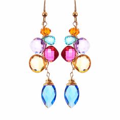 Loving the movement and playfulness of colors of these multigem Kaleidoscope earrings. Graduating gems cascading down with great movement. Length 2.5″ Available in variety of gem drop colors (upon request) Gem Stone Earrings, Stick Earrings, Multicolor Earrings, Blue Quartz, The Movement, Stone Earrings, Ring Bracelet, Sterling Silver Earrings, Ring Earrings