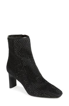 Sparkling crystals highlight the mesh overlay of this endlessly chic square-toe bootie complete with a comfort-focused OrthoLite® footbed. Side zip closure OrthoLite® Lazy™ quickly molds to the shape of the foot and then instantly rebounds when the foot is removed Textile upper/leather and textile lining/leather sole Imported Mesh Overlay, Sparkling Crystal, Black Fits, Boot Shoes Women, Rag & Bone, Bootie, Side Zip, Bones, Shoe Boots