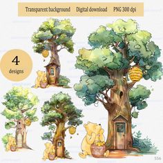 winnie the pooh tree house digital clipart