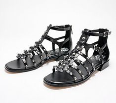 A timeless favorite, these gladiator sandals have a studded detail and two adjustable buckles, instantly elevating them to must-have status for all your summer looks. From Vince Camuto. Leather Gladiator Sandals, Studded Sandals, Studded Leather, Gladiator Sandals, Summer Looks, Vince Camuto, Ankle Strap, Fashion Shoes, Leather Upper