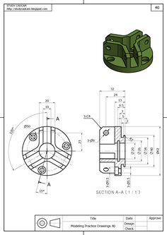 the drawing shows an image of a green object with two different parts on it, and one