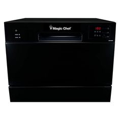 a black dishwasher with the words magic chef on it