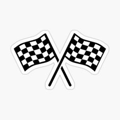 two crossed checkered flags sticker on a white background with space for your text