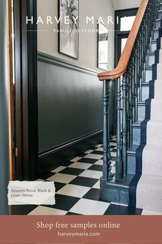 Ready to transform your hallway? Discover the elegance of black and white checkerboard LVT flooring 🖤🤍 This classic yet bold pattern adds sophistication to any entryway, creating a warm welcome every time you step in. Perfect for homeowners looking to elevate their space, these low-maintenance floor tiles combine timeless style with practicality—ideal for both busy families and modern lifestyles. Order free samples today and see how this iconic look can instantly upgrade your home. Hallway Flooring Ideas Entrance Halls, Black And White Checkerboard Floor, Colourful Hallway, Downstairs Flooring, Lambriseringen Gang, Black And White Hallway, Entryway Colors, Black Hallway, White Hallway