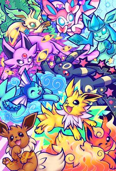 some very cute pokemon wallpapers in different colors