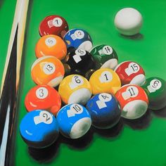 Pool Table With Ball Formation Poster Print by Atelier B Art Studio Image 1 Pool Rack, Wall Drawing Ideas, Home Pool, Pool Ball, Creative Wall Art, Wall Drawing, Painted Books, Pool Table, Fine Arts Posters