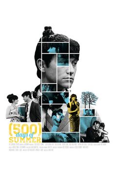 the movie poster for 500 days of summer, with many people in squares and trees