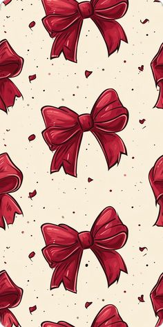 a red bow pattern on a white background