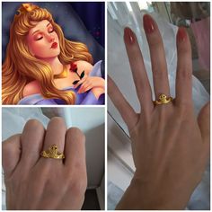 there is a woman's hand with a ring on it and an image of a princess