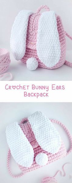 the crochet bunny ears bag is made with yarn