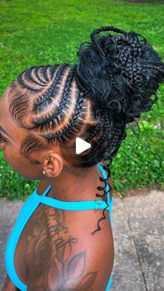 Xel555$tarr:) on Instagram: "🎀pretty braids for a pretty girl.  Dm @polashed for all appt inquiries. #atlbraids #lattobraids #decaturbraids #decaturbraider" Scalp Feed In Braids, Ponytails Hairstyles Black Women, Quick Weave With Stitch Braids, Lemonade Braids With Individuals, Cornrows On Top Box Braids In Back, Hairstyle For Black Girls Braided, Straight Backs With Design Braids Bun, Two Braid Ponytail For Black Women, Braids With Plaits