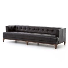 four hands dylan leaher sofa rider black Modern Tufted Sofa, Farmhouse Blinds, Four Hands Furniture, Unique Sofa, Black Leather Sofa, Best Leather Sofa, Modern Blinds, Bedroom Blinds, Leather Chesterfield Sofa