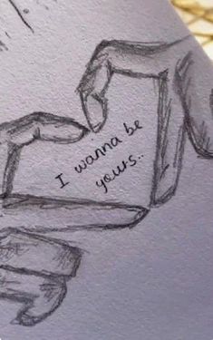 a drawing of a hand holding an object with the words i won't be yours written on it