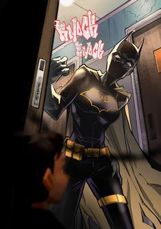 an animated image of a batman standing in front of a sign that says smash the stage